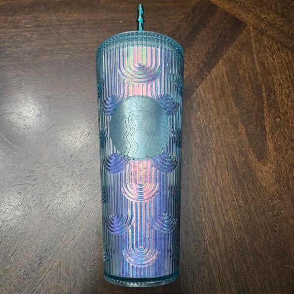 Starbucks Iridescent Mermaid Scale Cold Cup Venti 24oz Blue Reusable Tumbler - Picture 1 of 8